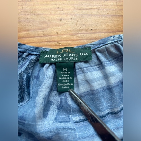 Ralph Lauren blue boho blouse shirt - Picture 3 of 5